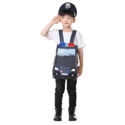 Halloween Children's Police Car Play Costume Children's Performance Costumes Quirky Alternative Police Car Role-playing Suit