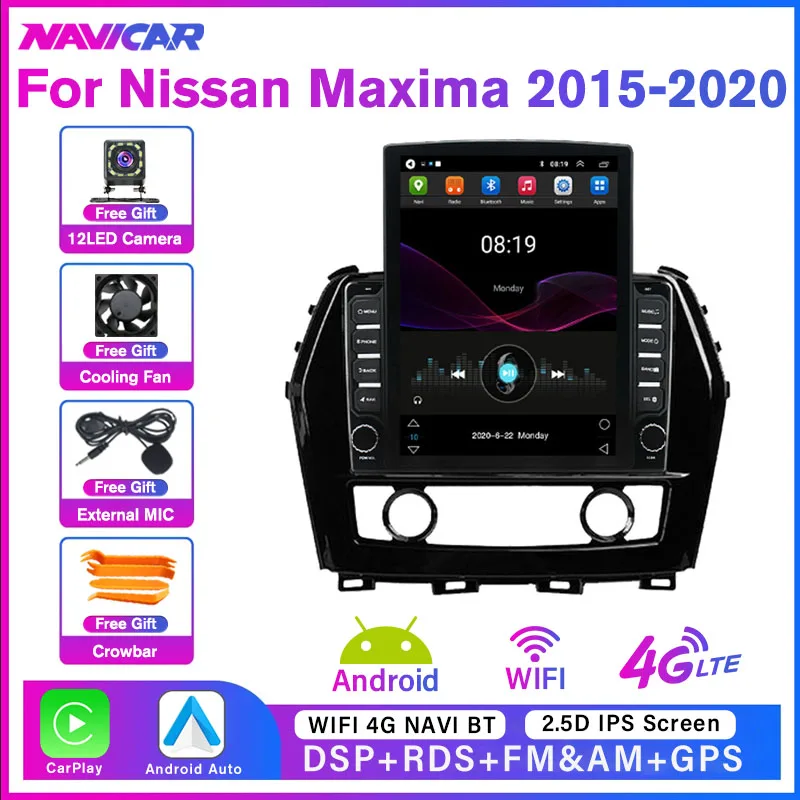 Radio samochodowe NAVICAR 6 + 128GB dla Nissan Maxima 2015 2016-2020 2 Din Android10.0 odbiornik Stereo Radio samochodowe IPS Screen Carplay