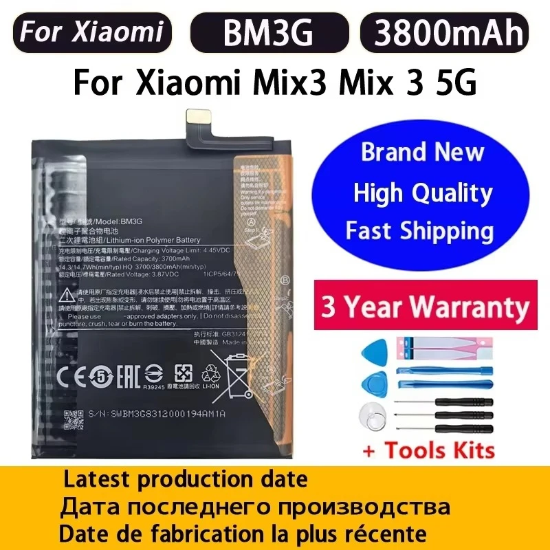 Fast Shipping 3700mAh BM3G Battery for Xiaomi Mix3 Mix 3 5G Portable Mobile Phone Replacement Batteries Bateria Batterij+Tools