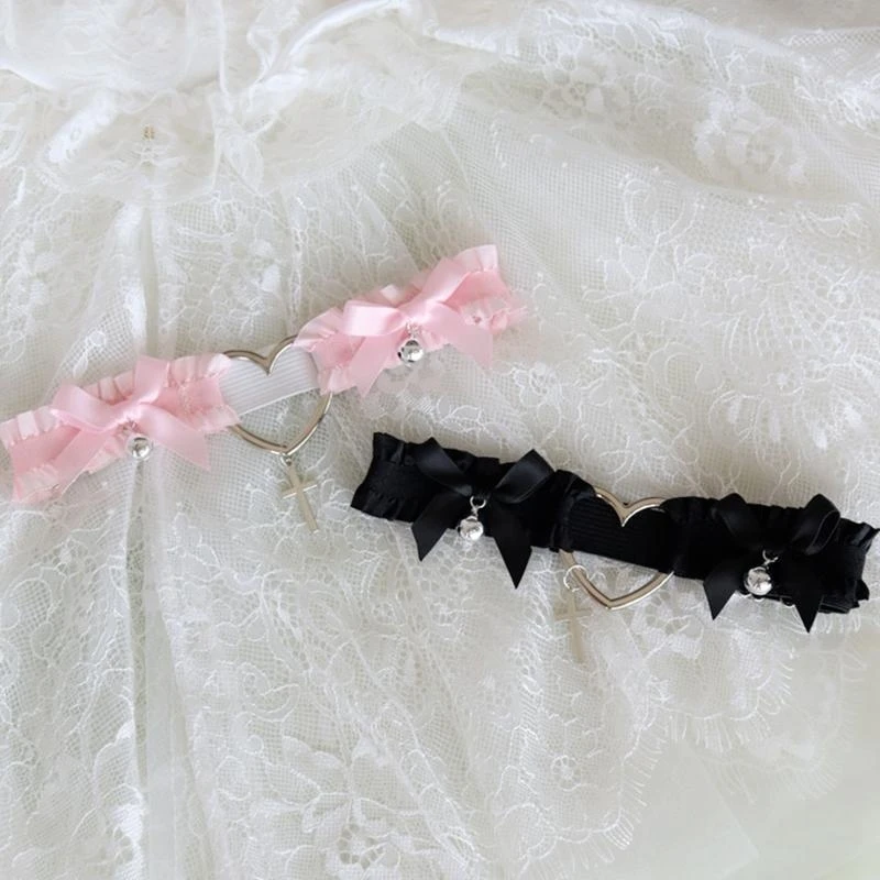 لوليتا حزام الرباط لقلادة الصليب Bowknot جرس الساق حلقة الفخذ مثير المتناثرة #3