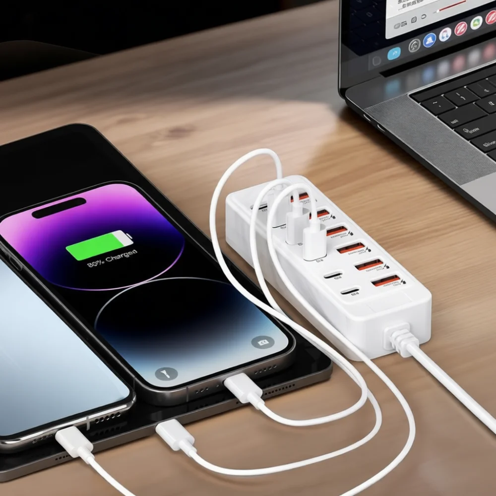 High Efficiency 12 In 1 Usb Extender Cable 6 USB A 6 Type C Ports Data Transfer Charging Adapter For Office Home Gadgets