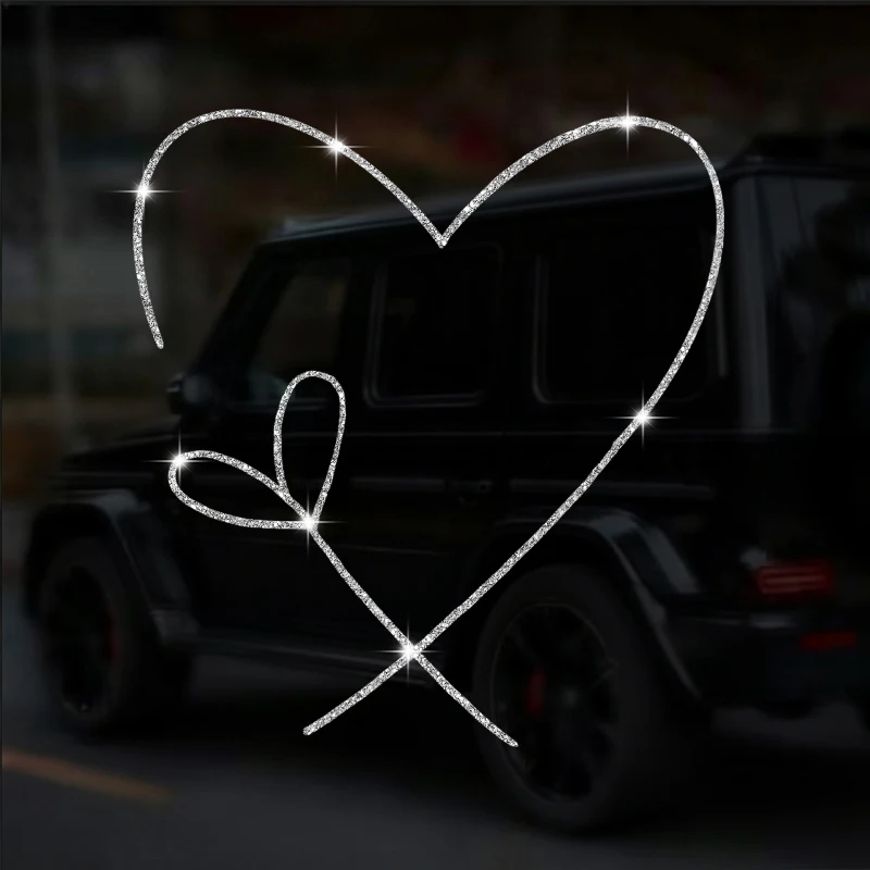 Flower Heartline Drawing Sticker, Sparkling Glitter Decals, Wall Sticker, Doors Sticker, Car Sticker, Car Window Decoration