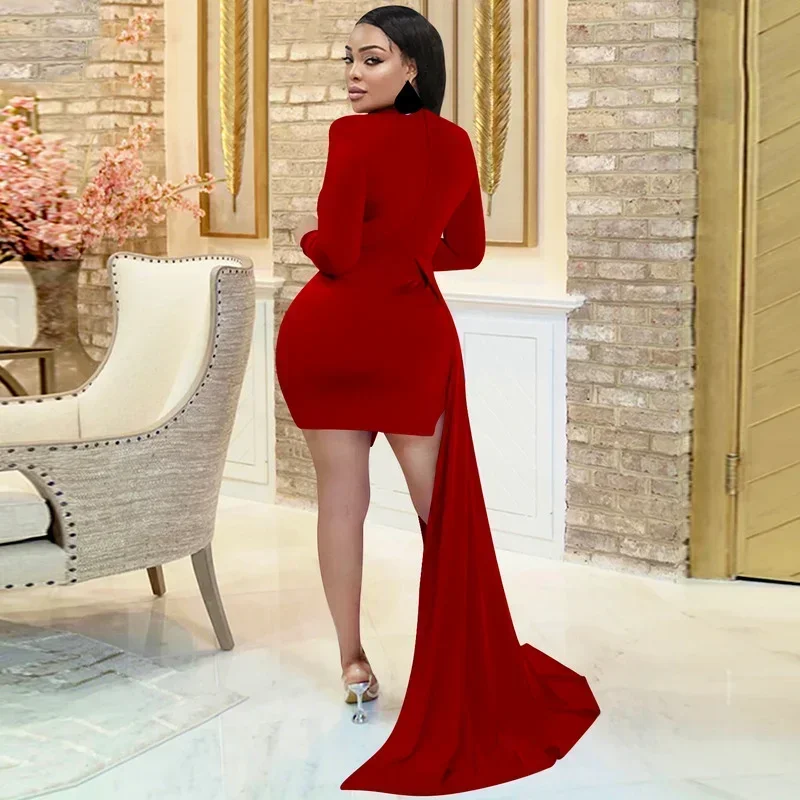 Guwu-女性用長袖ストラップ付きミニアクセントドレス,カットアウトウエスト,スリムなイブニングドレス,クラブウェア,長袖,春のファッション,2022