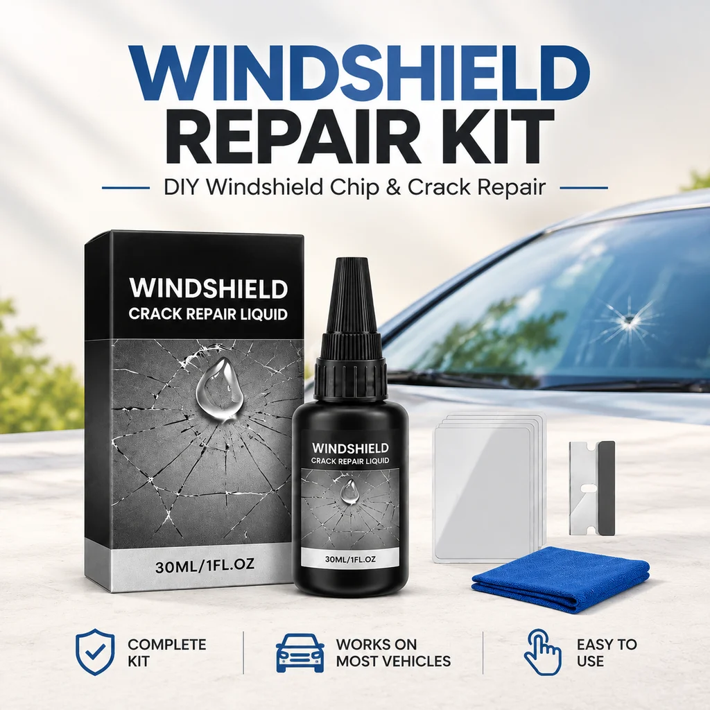AMZ Windshield Crack Repair Kit Fills Cracks Reduces Spreading Restore Glass Strength & Clarity Car Windshield Crack Repair Tool