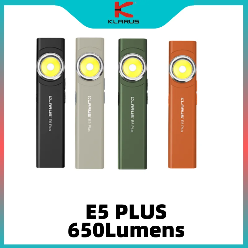 Klarus E5 Plus TYPE-C Rechargeable Ultra Slim Triple Lights Magnetic EDC Flashlight Bulit-in 500mAh Battery