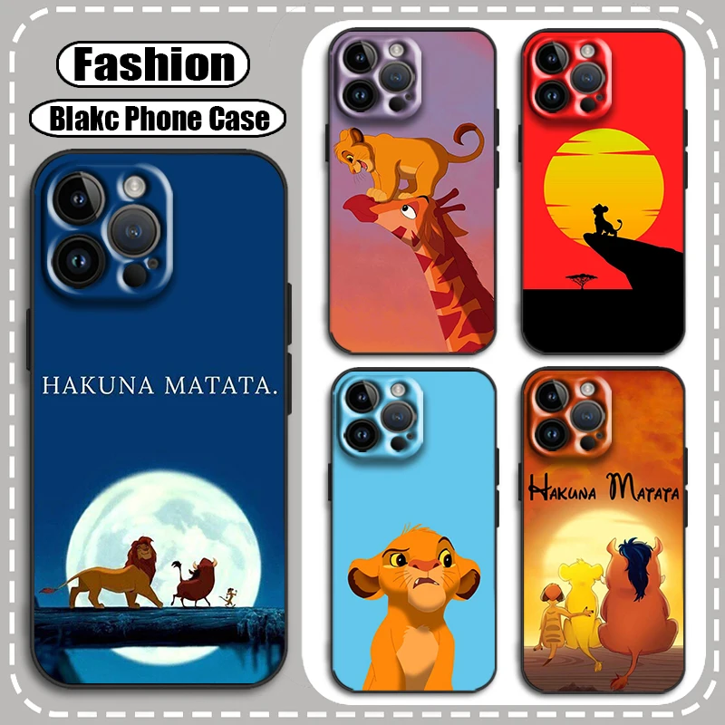 Disney The Lion King Anime For Apple iPhone 15 14 13 12 11 XS XR X Pro Max Plus Mini Soft Shockproof TPU Black Phone Case