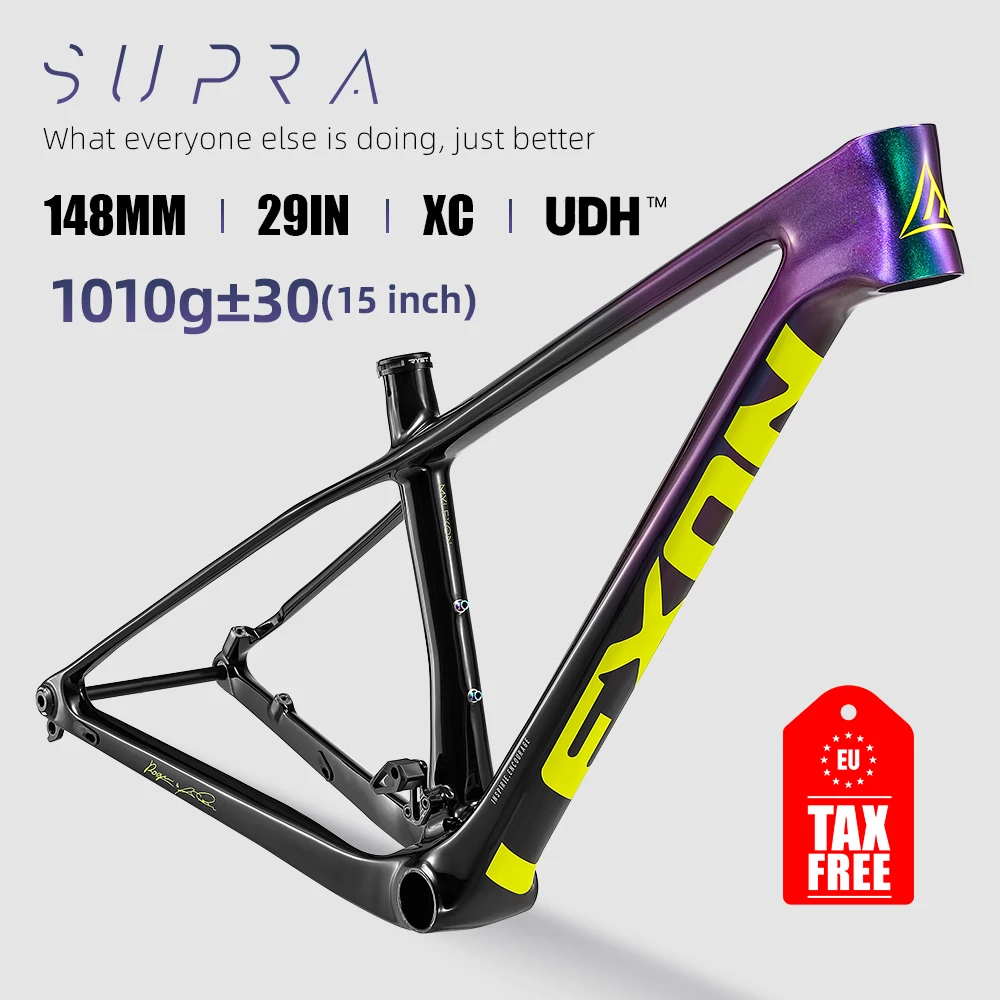 LEXON SUPRA Carbon Frame Mtb 29er Mountain Bike With UDH Hanger E-TYPE Chain Guide BOOST 148x12mm 15/17/19inch For Bicycle Frame