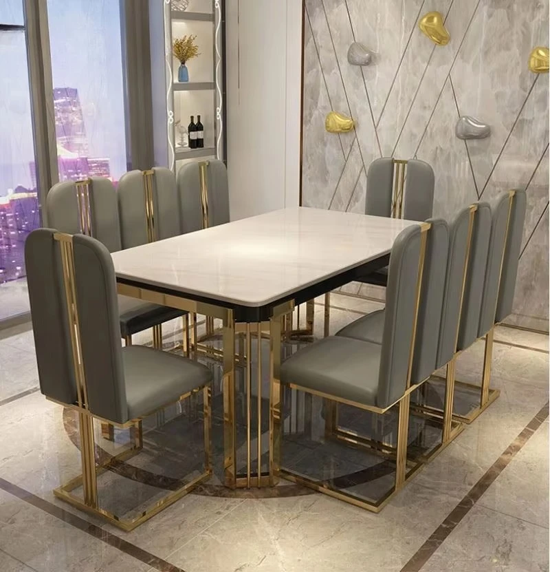 

Light Luxury Simple Dining Table and Chair Combination Tempered Glass Table