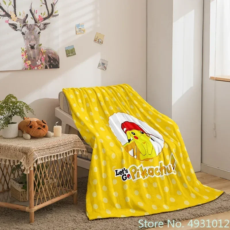 

Anime Pikachu Pokemon Flannel Baby Blanket Throw for Bed Sofa Fleece Nap Blankets Boys Girls Children Kids Christmas Gift