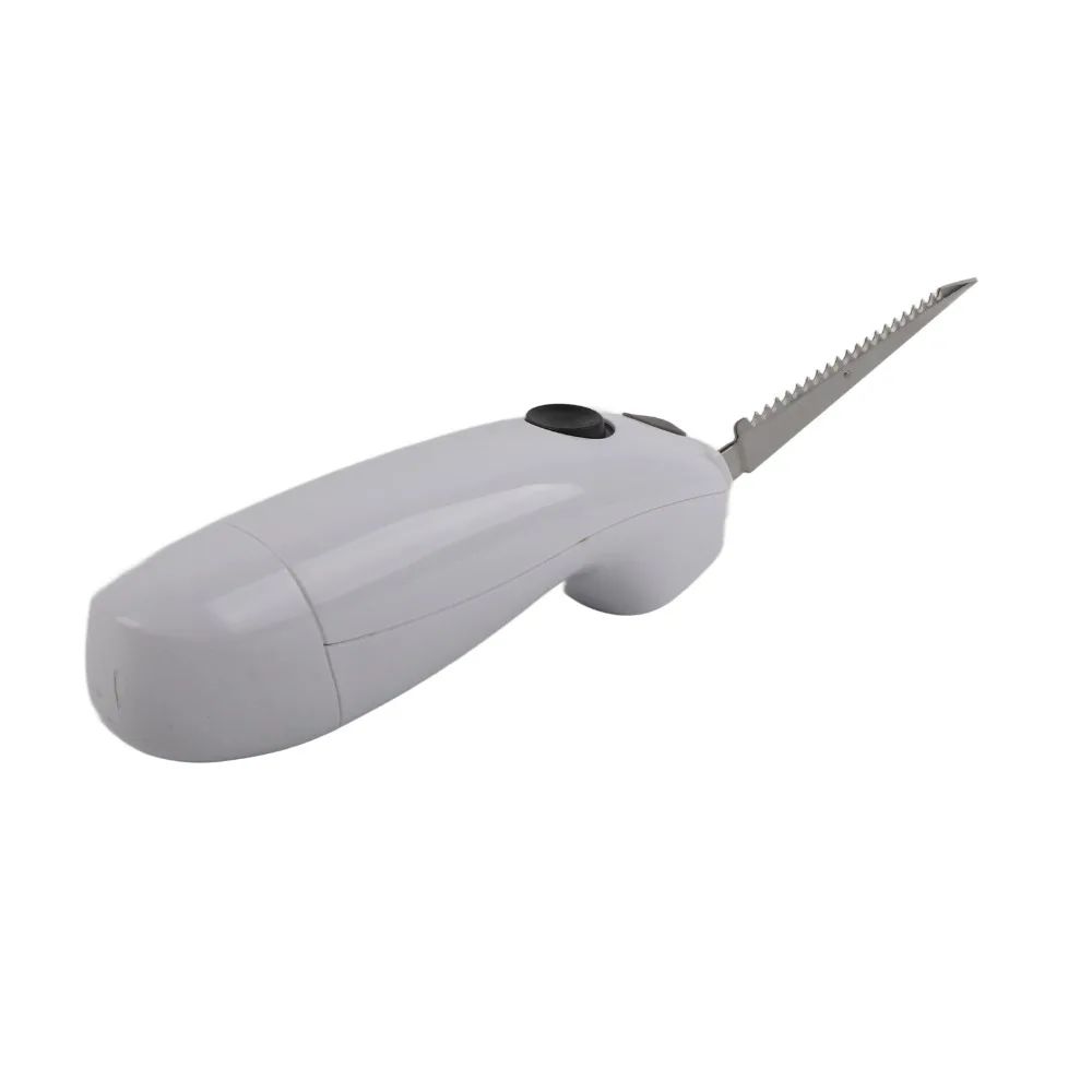 Plastic Stainless Steel Blades Electric Fillet Knife Ergonomic Handle White Cordless Kitchen Knife Non Slip Grip Battery Powered view 3