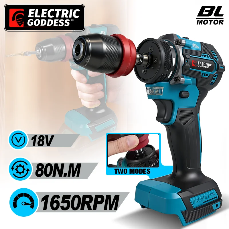 

Brushless Electric Drill 10mm Cordless Electric Screwdriver Handheld Driver Power Tool ﻿for Makita 18v Battery Pin