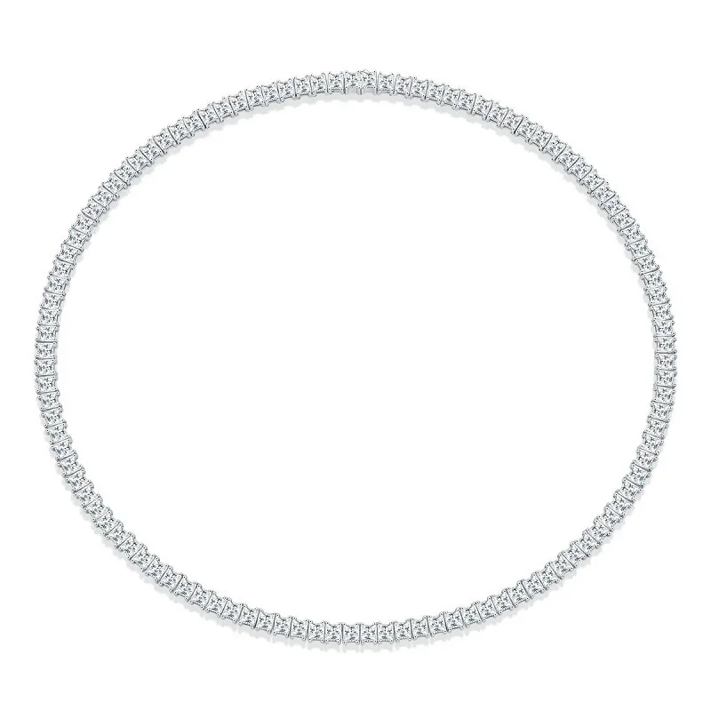 S925 Sterling Silver D Princess Cut Moissanite 4mm tennis Tennis Chain Cross-border Hot Sale Fashion Trend Necklace