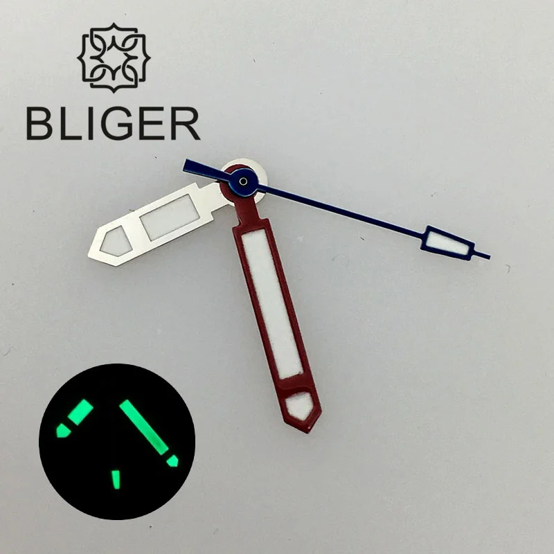 BLIGER C3 Lume Watch Hands Fit NH35 Movemen Silver Red Blue Pointers Watch Parts