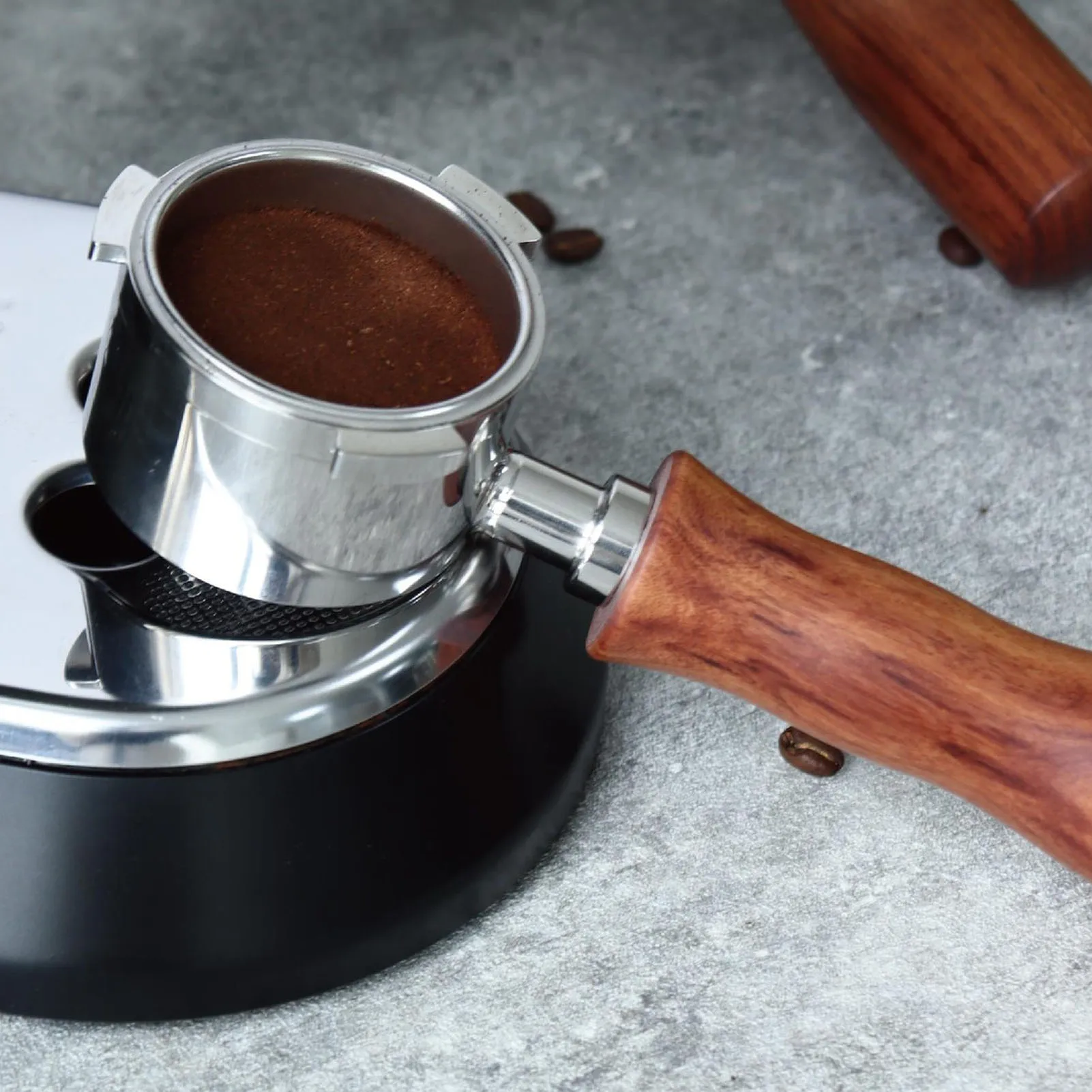 

51mm Bottomless Portafilter with Solid Wood Handle Ultra Fine Mesh Detachable 3 Ear for Delonghi Espresso Machine