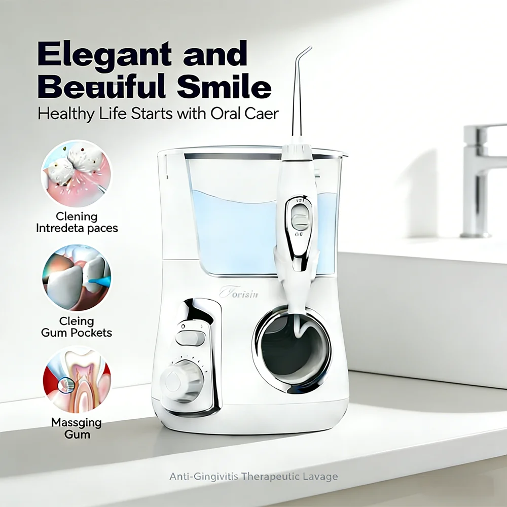 

Электрический ирригатор для полости рта, гигиенический спа-аппарат, 800 мл, большой резервуар, 10 режимов, 5 насадок, настольный стоматологический ирригатор