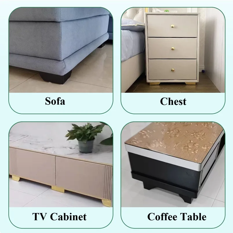 4Pcs Gold Black Silver L Shaped Furniture Leg