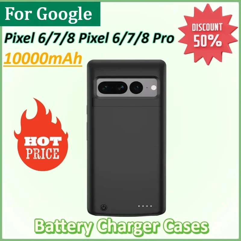 

NEW Battery Charger Case 10000mAh for Google Pixel 8 Pro Pixel 6 Pixel 7 Pro Wireless Charging Cover Battery Pack Power Bank