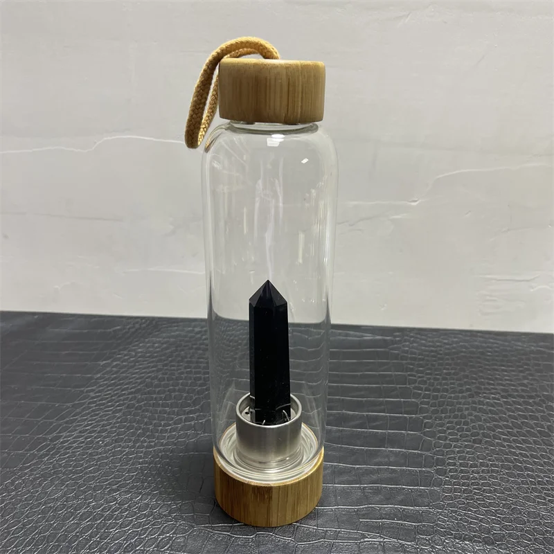 

Creative Natural Quartz Crystal Glass Water Bottle Gravel Irregular Stone Cup Point Wand Healing Infused Elixir Cup for gifts