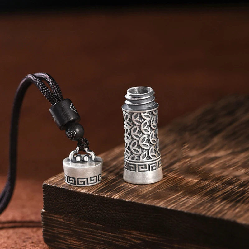 Retro 925 Silver auspicious clouds Copper Coin Bamboo Pendant New in Fashion Men's and Women's Necklace Exquisite Jewelry