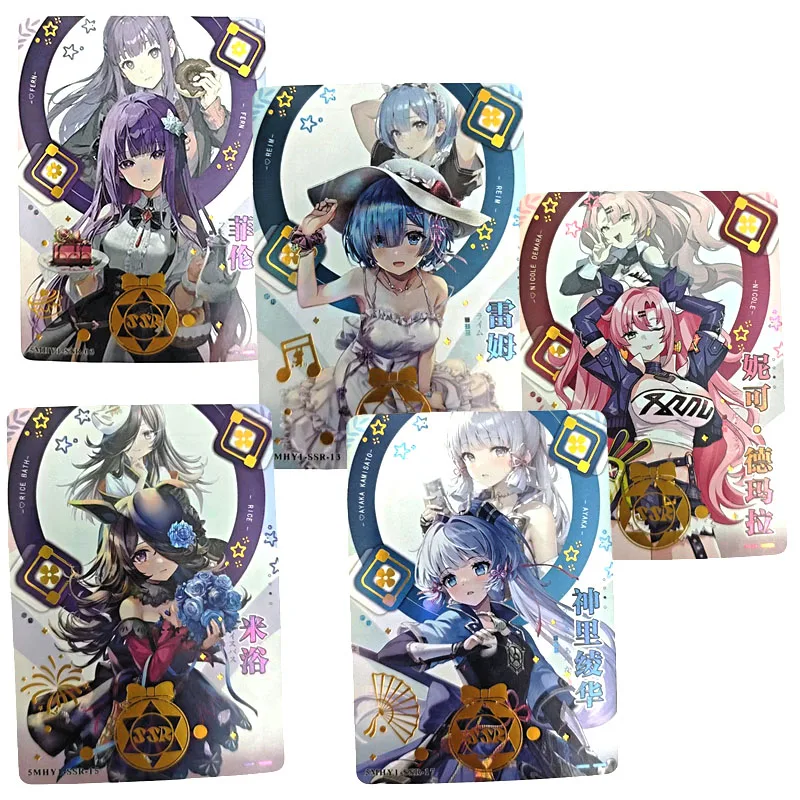 

Goddess Story Ram Rem Raiden Shogun Kamisato Ayaka Anime Characters Bronzing Collection Flash Card Cartoon Toys Christmas Gift