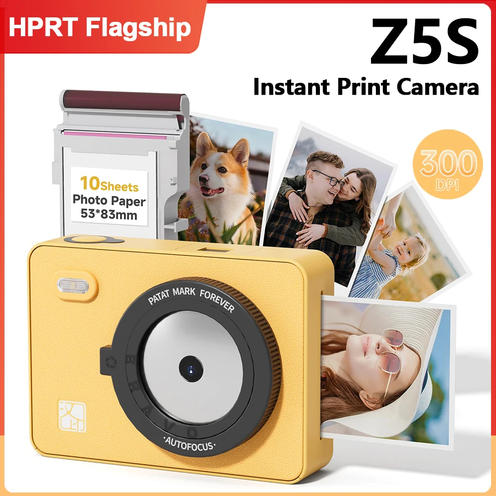 Impresora fotográfica portátil a color HPRT Z5S, cámara de impresión instantánea de 300DPI, impresión instantánea de fotos inalámbrica por Bluetooth para viajes