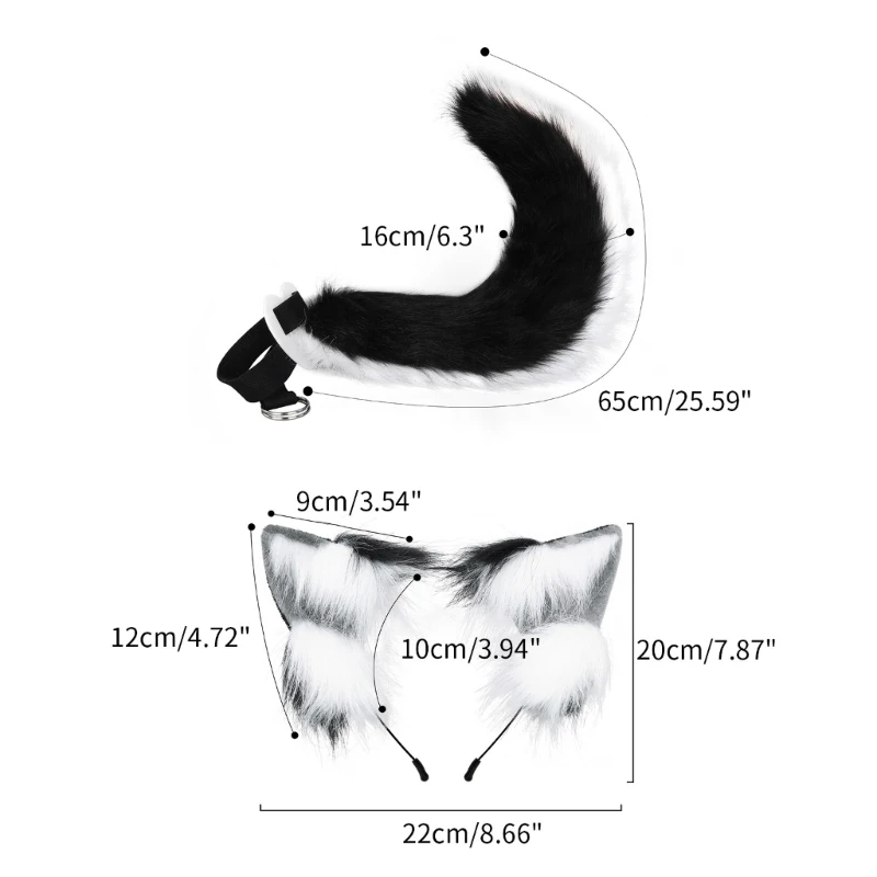 만화 고양이 귀 모양 머리 후프 플러시 카니발 파티 헤드 피스 다채로운 헤어 밴드 코스프레 파티 꼬리 소품 남여