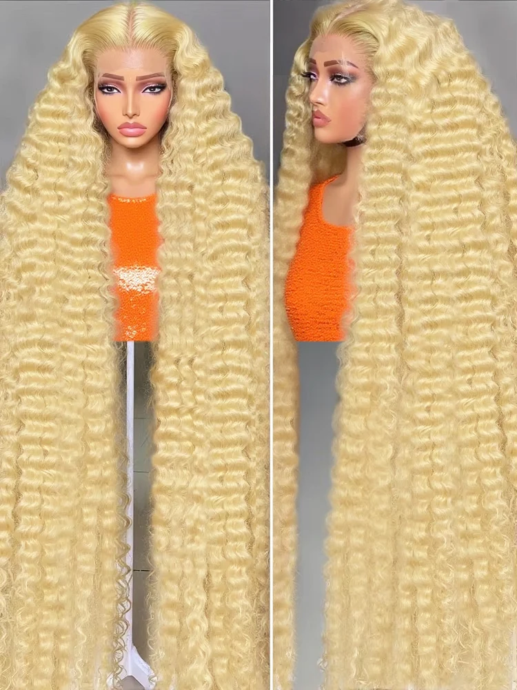 

40 Inch Deep Wave Lace Frontal Wigs 613 Colored Human Hair 13x6 HD Lace Front Wig 250% Density Honey Blonde 13x4 Human Hair Wigs