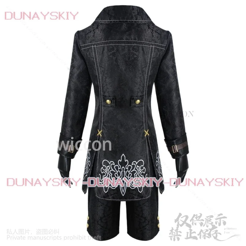 КосплейАниме Nier Automata Косплей 9S Костюм Йорхи Черное готическое пальто Брюки Униформа Парики для мужчин Хэллоуин Рождественская вечеринка Cos Cus