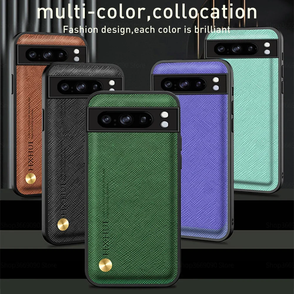 Leather Texture Back Cover For Google Pixel 8 Pro TPU Frame Camera Shockpoof Protect Phone Case For Pixel 8 8A 7 Pro 7A Pixel7