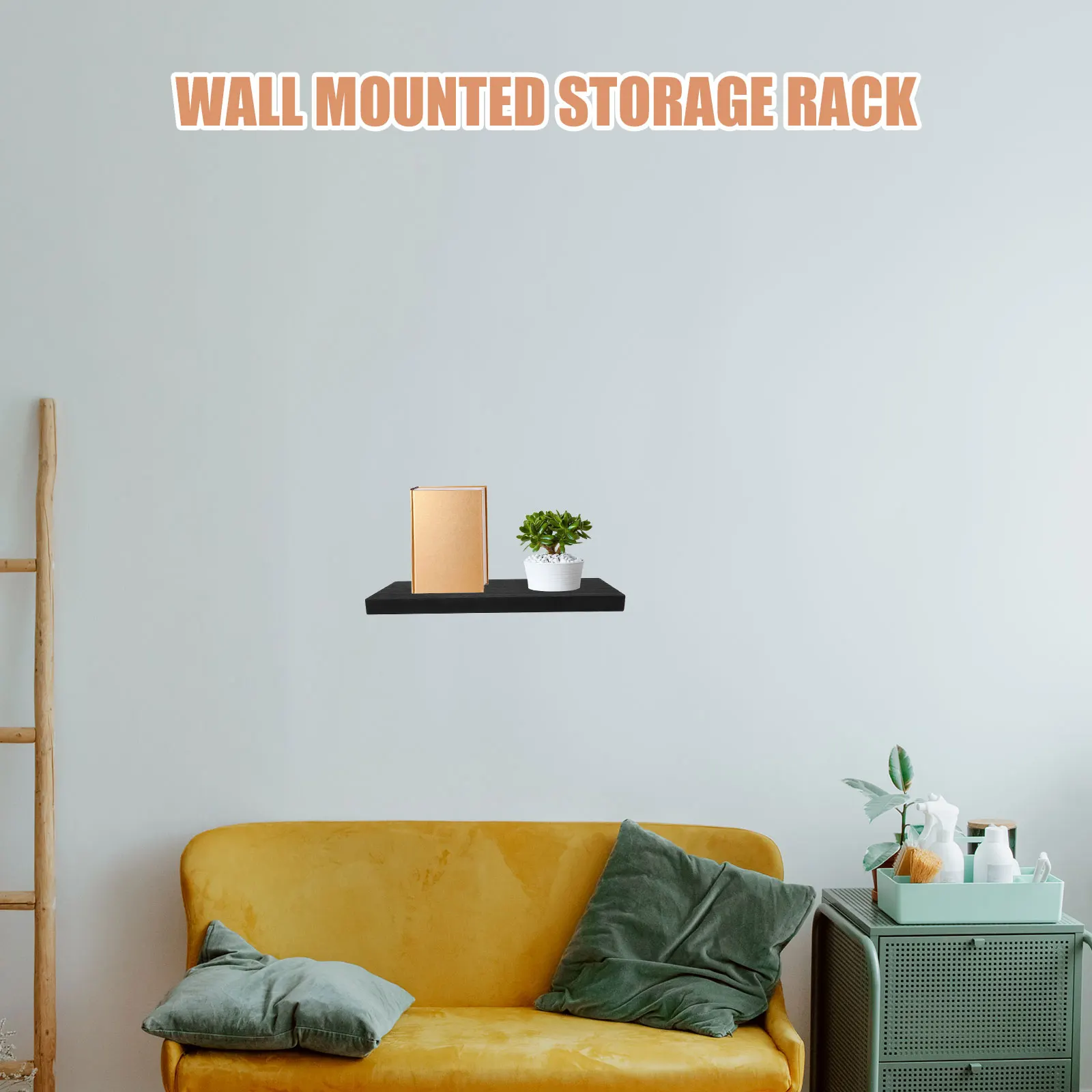 

Wall mounted Floating Shelves Black Wood Bathroom Kitchen Living Room Office Bracket Storage Rack
