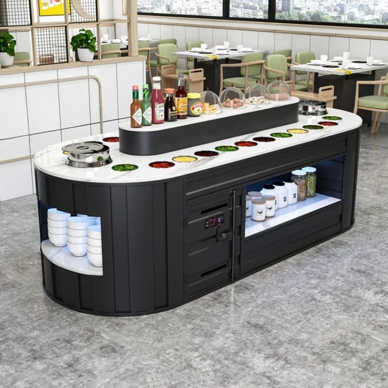 Self-service hot pot restaurant seasoning table, refrigerated and fresh-keeping small material  string fragrant sauce