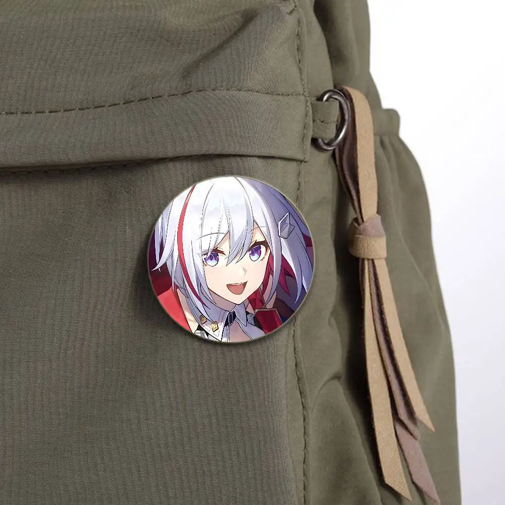 لعبة H-Honkai S-Star R-Rail دبابيس إبداعية مضحكة وجوه مبتسمة مستديرة المفاجئة في بروش شارة ظهره قبعة اكسسوارات مجوهرات هدايا S