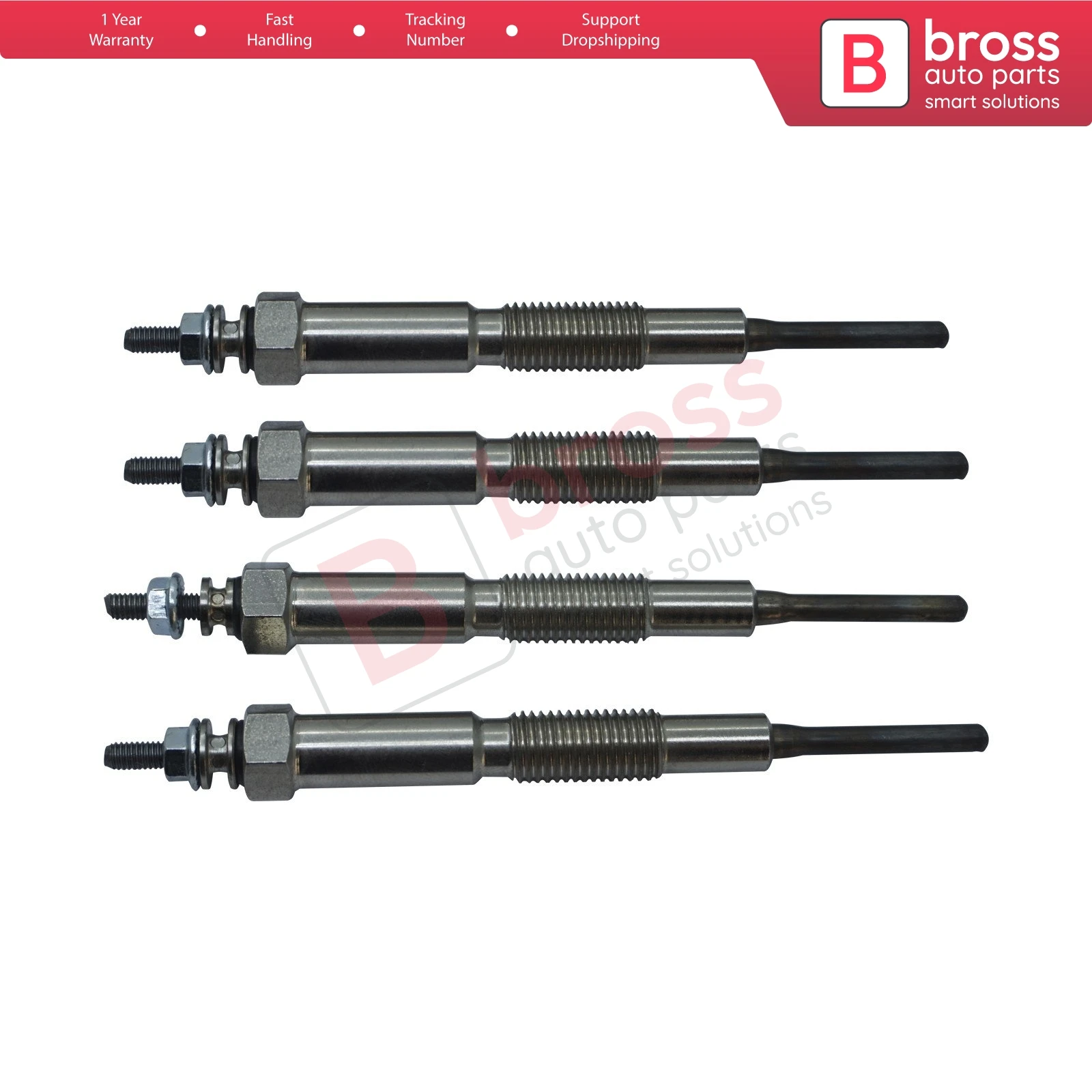 Bross BGP74-1 4 Pieces Heater Glow Plug 11 Volt RF2A1860, 0100226526 for Mazda 2.0D, RF2A18601, 4664, RF2A-18-601,  26757