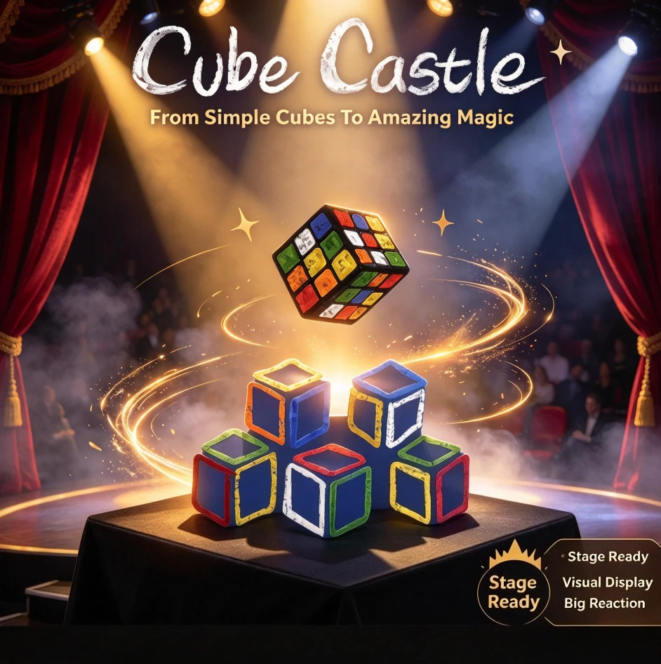 Cube Castle Magic Tricks Continuous Multiple Cube Production Gimmick Empty Bag Barehand Stage Street Magician Props