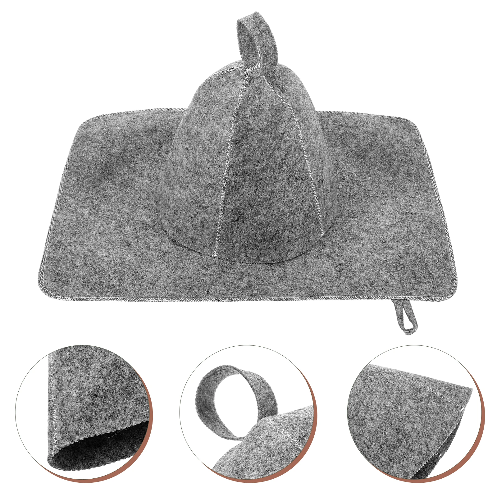 

Thicken Pad Felt Cloth Bath Hat Gray Color Comfortable Breathable Sauna Supply Home Comfortable Sauna Hat Set Goods