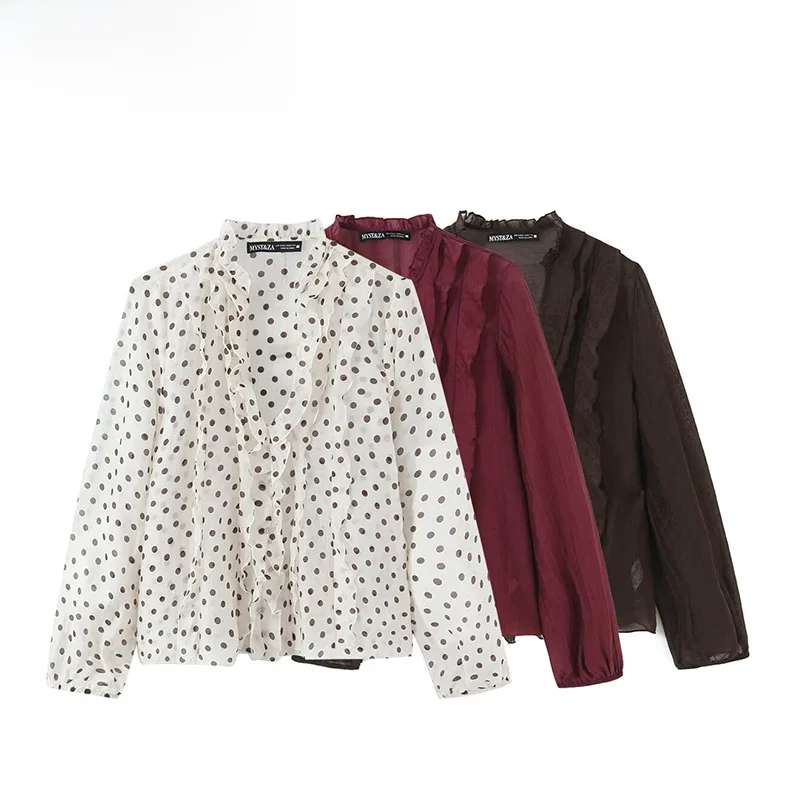 

Модная многослойная декоративная рубашка ZR, осенняя новинка, женская, свободного кроя, с длинным рукавом, из полиэфирного волокна, в европейском стиле