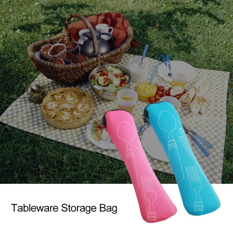 1pcs travel cutlery bag travel packaging storage box tableware portable picnic fork spoon bag