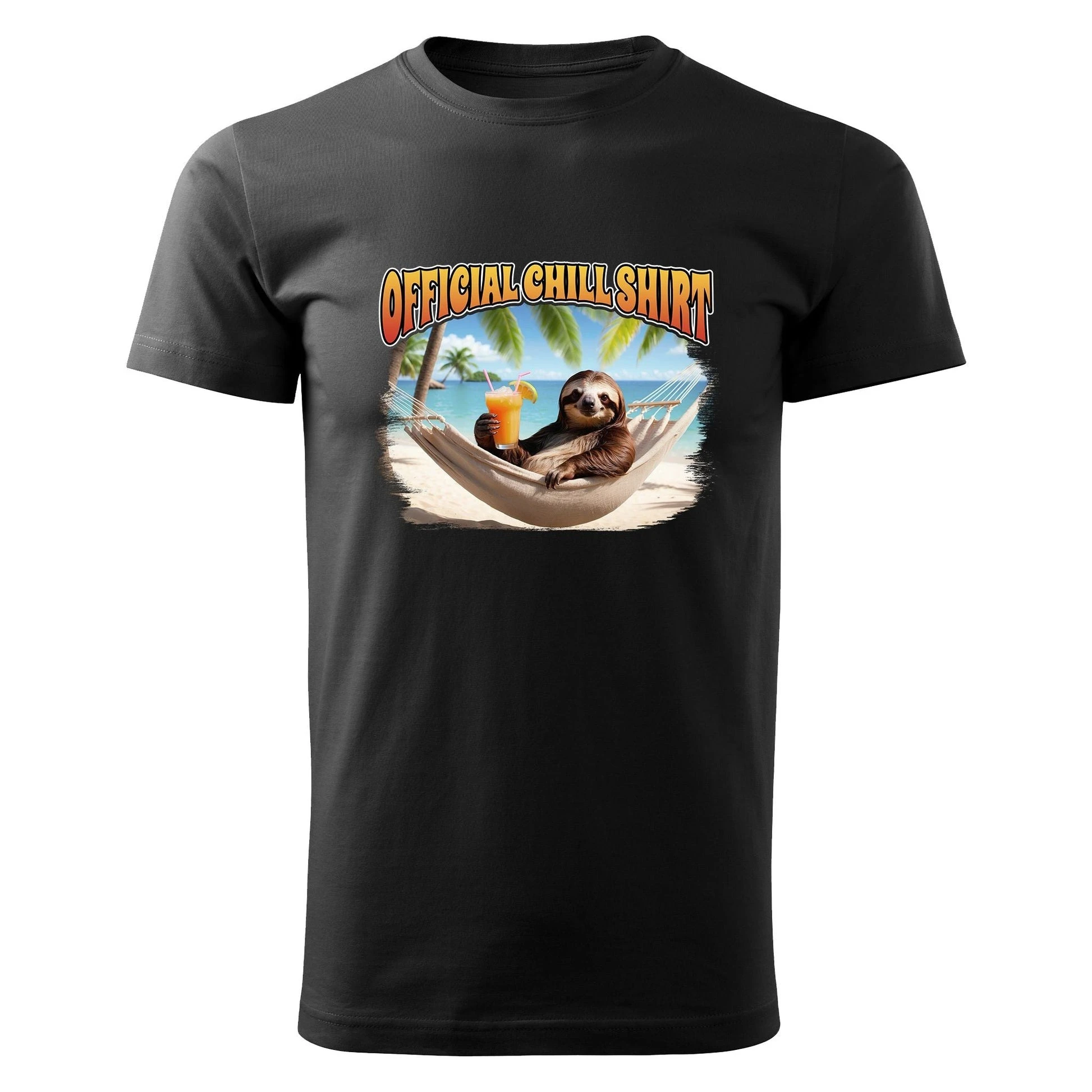 

Official Chill Sloth Graphic Print Summer Luxury Brand Cotton Men's and Women's T-shirt Short Sleeve Street Fashion Trend