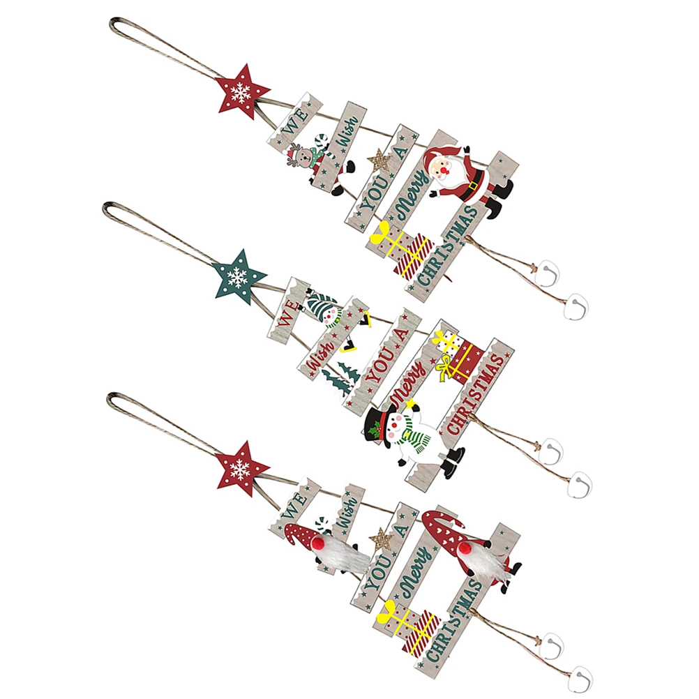 

3 Pcs Wooden Xmas Tree Hanging naments Christmas Decorations Santa Claus Tags Festive Home Party Pendants Holiday Themed
