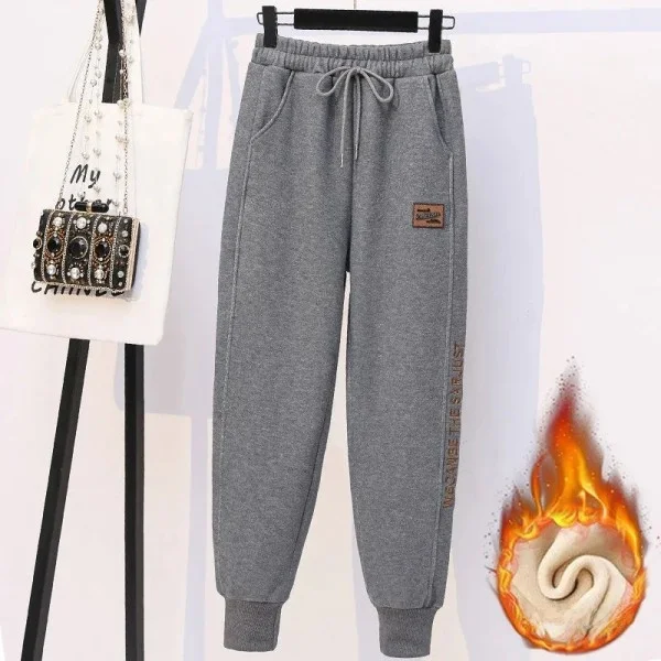 Thickened Fleece Casual Harlan Pants Women's Outerwear Large Size Cuffed Sports Sweatpants Korean Style Spring Autumn Winter
