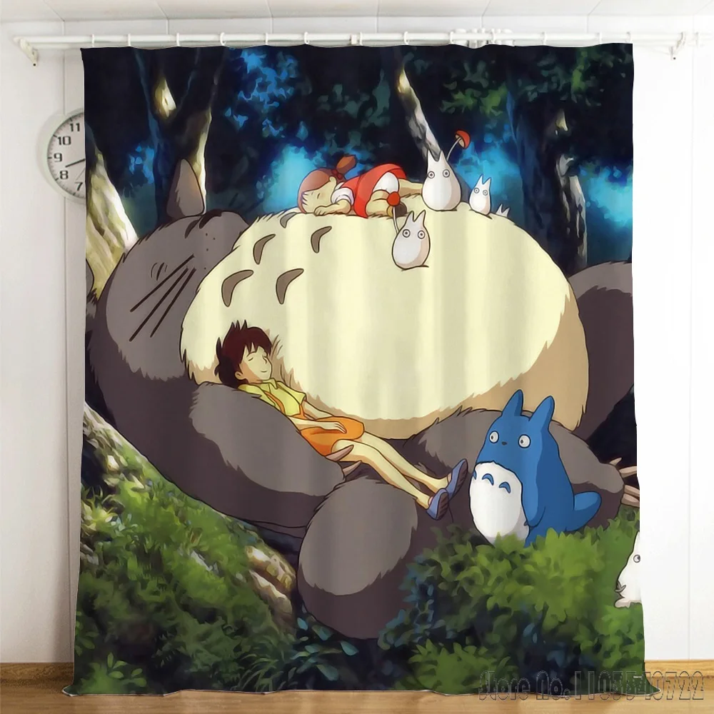

Japan Anime T-Totoro Blackout Curtain Manga Window Curtain 3D Print Living Room Bedroom Balcony Decor Cartoon Kids Gift
