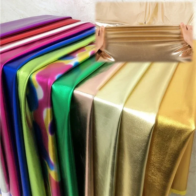 

Высокоэластичная бронзовая ткань, вязаная глянцевая ткань из спандекса для шитья одежды, украшения сцены в полметра