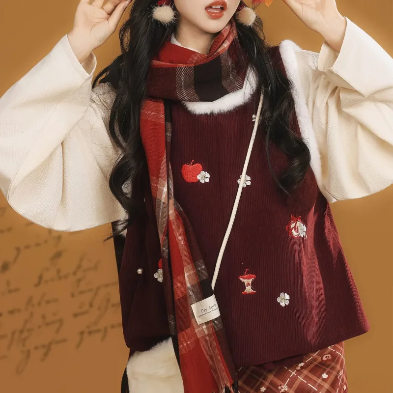 Element Round Neck Top New Chinese Style Autumn and Winter Vest Fashionable