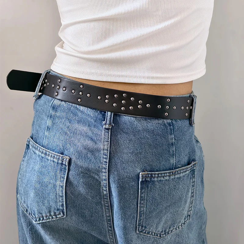 للجنسين حزام البنطال الجينز للرجال والنساء الجمجمة عقد البنادق دلو القوطية حزام للنساء الإناث مصمم الأسود برشام فاسق الإكسسوارات الذكور #5