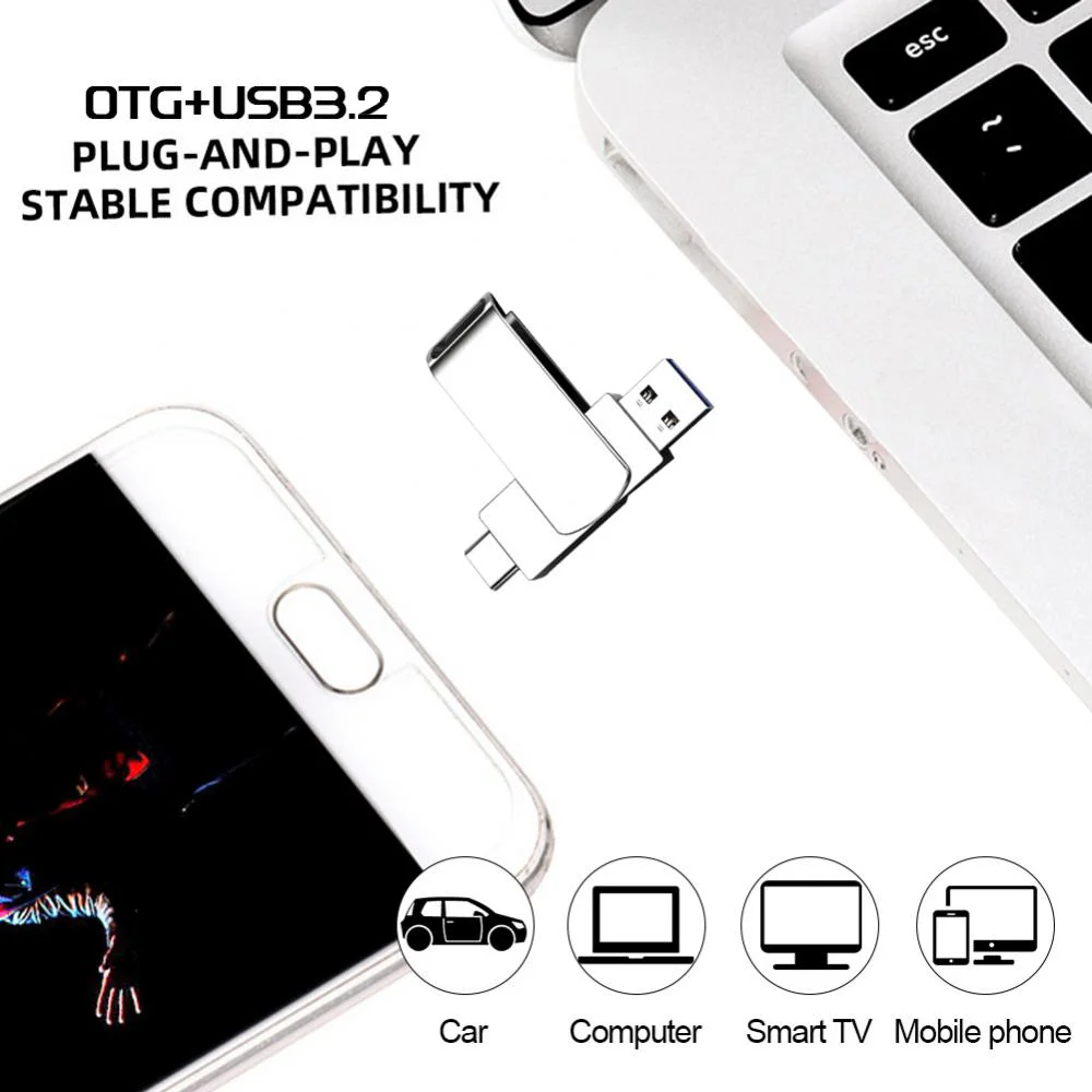 Xiaomi 16TB 3.2 USB Flash Sürücü Su Geçirmez Yüksek Hızlı Transfer Tip-c 2\'si 1 Arada Arayüz Evrensel Cep Telefonu Bilgisayar için