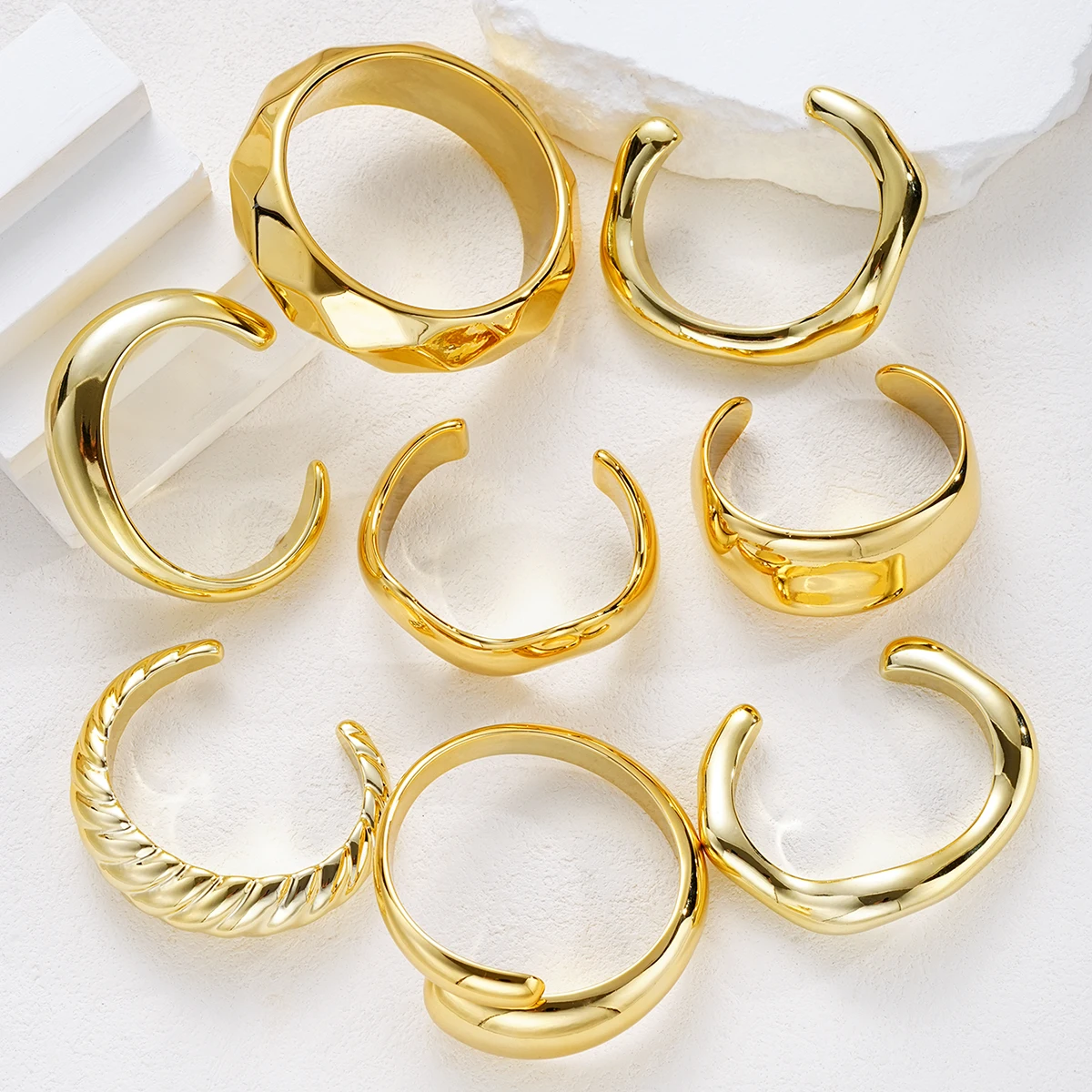 8-teiliges Vintage Elegantes Böhmisches CCB Leichtgewichtiges Welliges Offenes Armreif-Set für Frauen, Tägliche Urlaubsbekleidung, Stapelbarer Schmuck, Geschenk – Detail 5