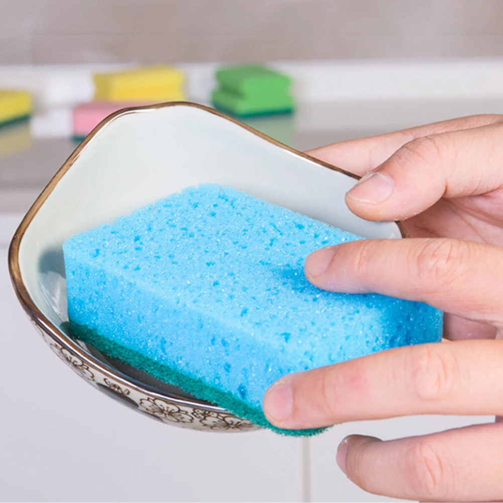 

8pcs Dishwashing Sponge Kitchen Cleaning Scrub Absorbent Soft Durable Lightweight Wash Bowls DishesSpoons TableWare
