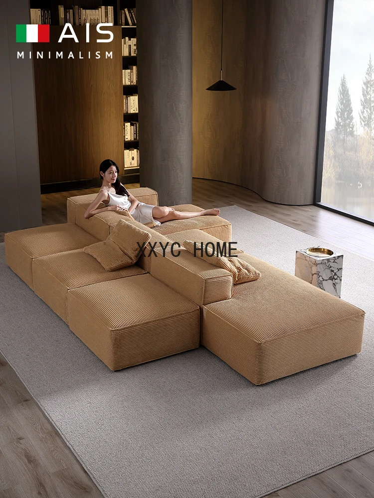 

Square Tofu Block Italian Minimalist Back-to-Back Corduroy Sofa