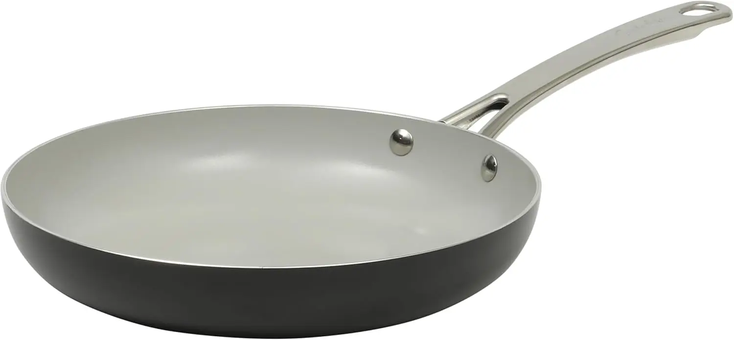 

12 Inch Deep Frying Pan, Aluminum Ceramic Cookware, PFA Free, Induction Compatible, Black Omelet Pan