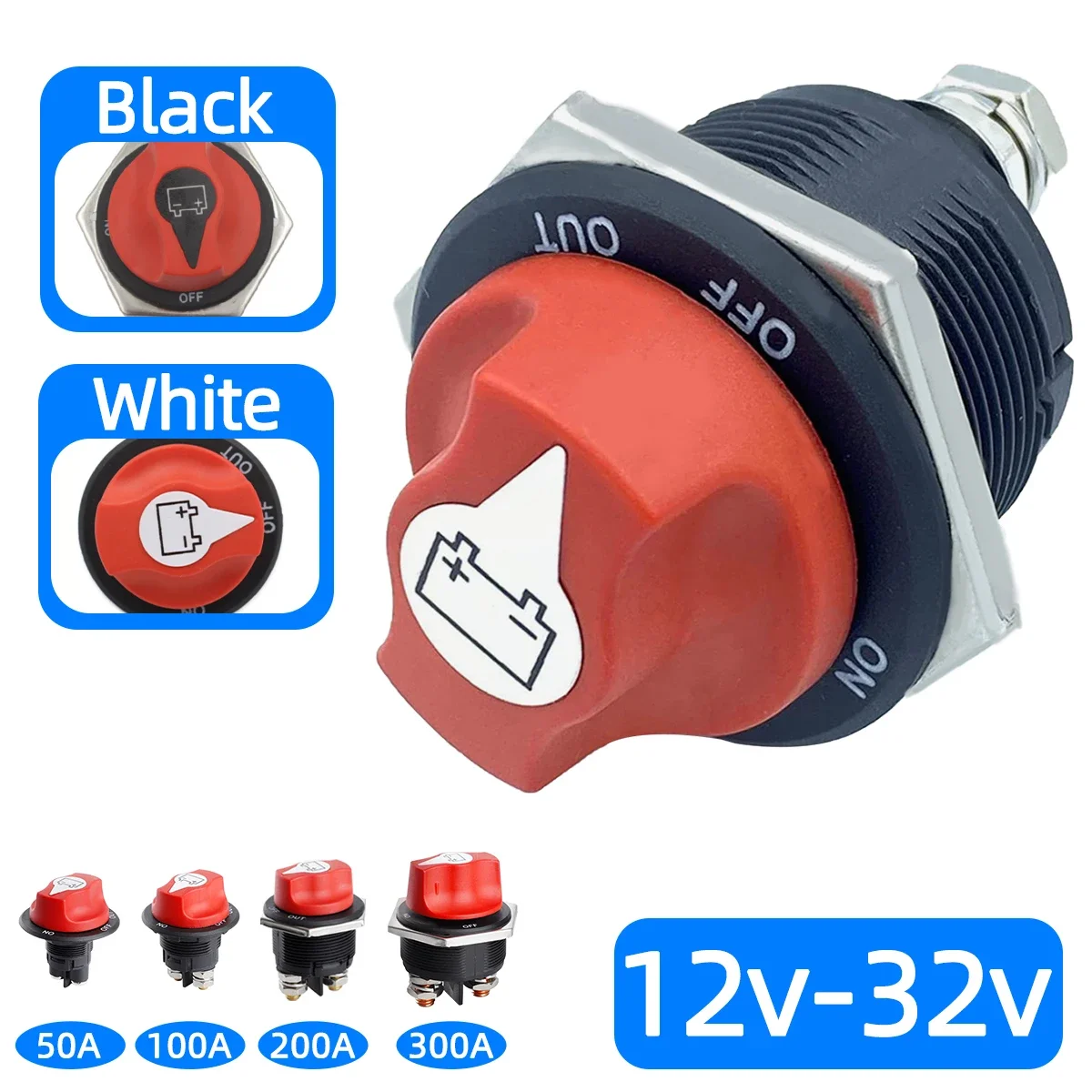 DC 32V Battery Switch Disconnecter Cut Off Rally Switch Kit For Car Motorcycle Truck Boat Power Isolator 50A 100A 200A 300A